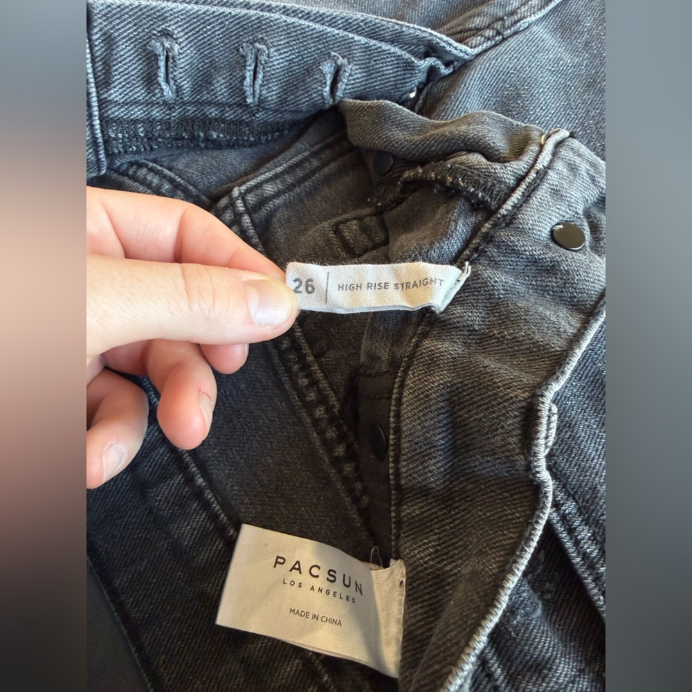 PacSun Distressed Black Ripped Straight Jeans - Picture 6 of 6